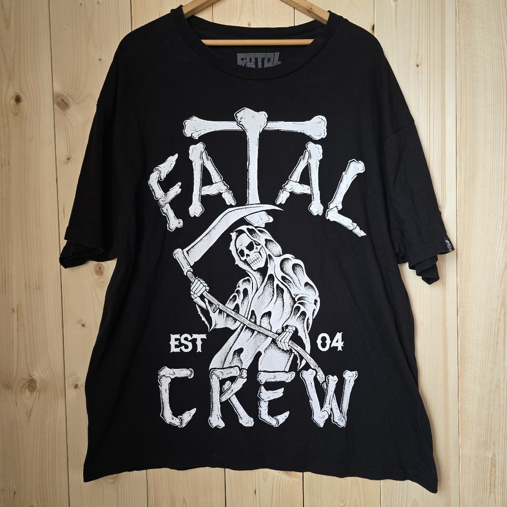 Fatal Crew Black Graphic T-Shirt Skull Grim Reaper Mens XXL